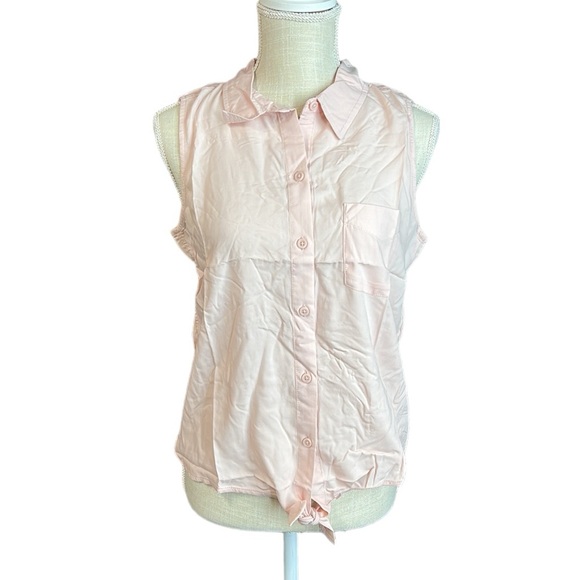 beachlunchlounge Tops - NWT BeachLunchLounge Janera Sleeveless Button Up Blouse Tank Top Pink Womens M